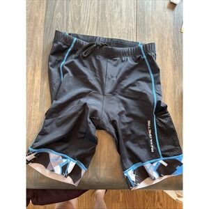 My Kilometre Cycling Shorts Mens XLarge Black Blue Padded 3D Gel Chamois Pockets